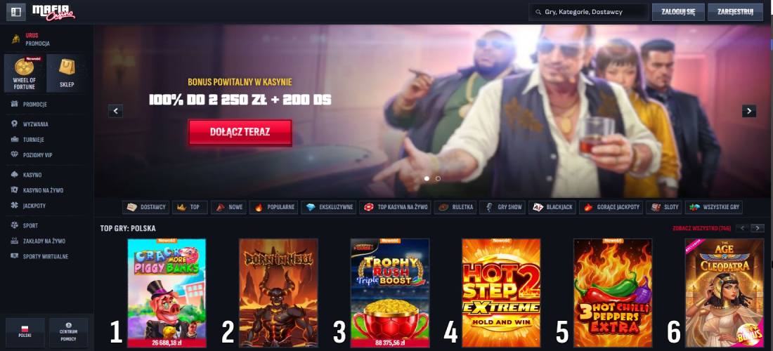 Strona główna Mafia Casino — wypłacalne kasyno internetowe z szybkimi wypłatami