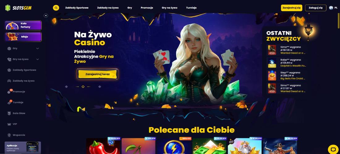 Strona główna Slotsgem — kasyno online z automatami i pakietem bonusów powitalnych